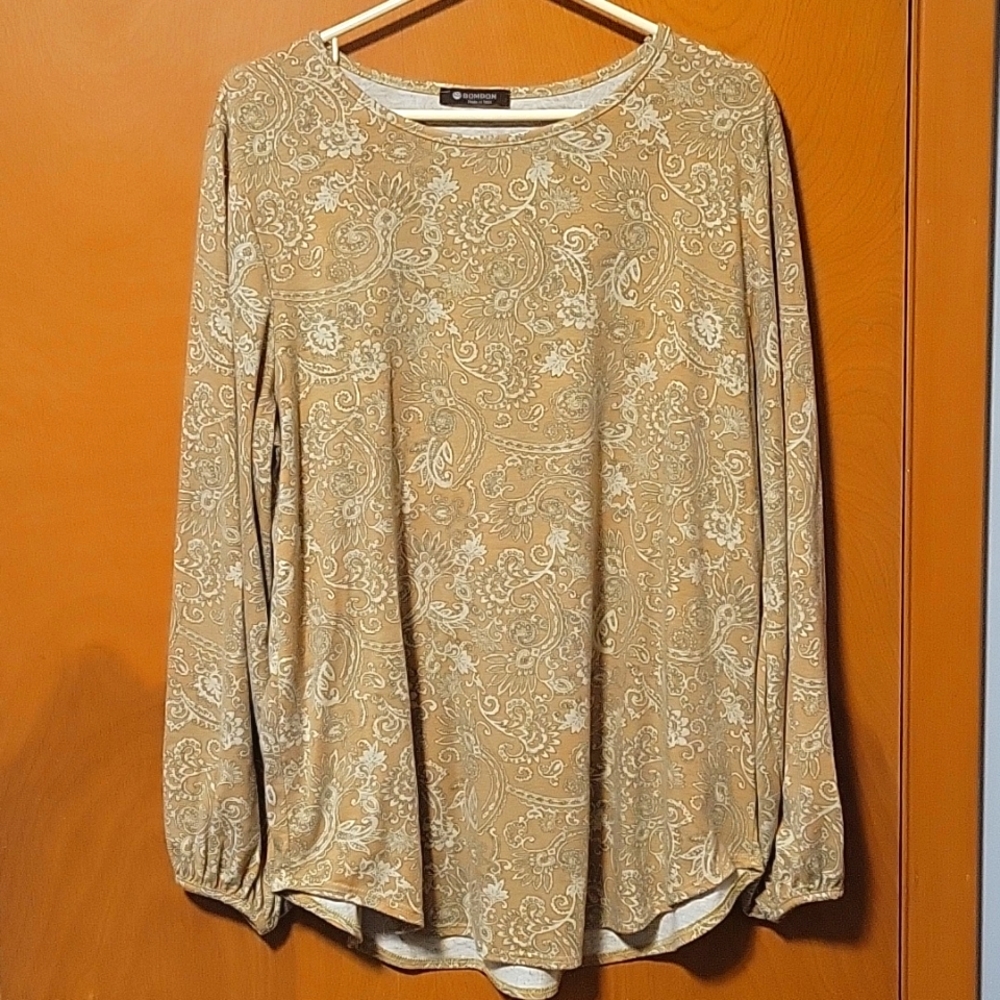 Long sleeve paisley blouse